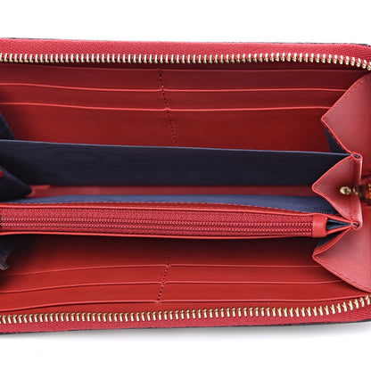 Gucci GG Supreme Monogram Blooms Zip Around Wallet Blue Red 5 of 8