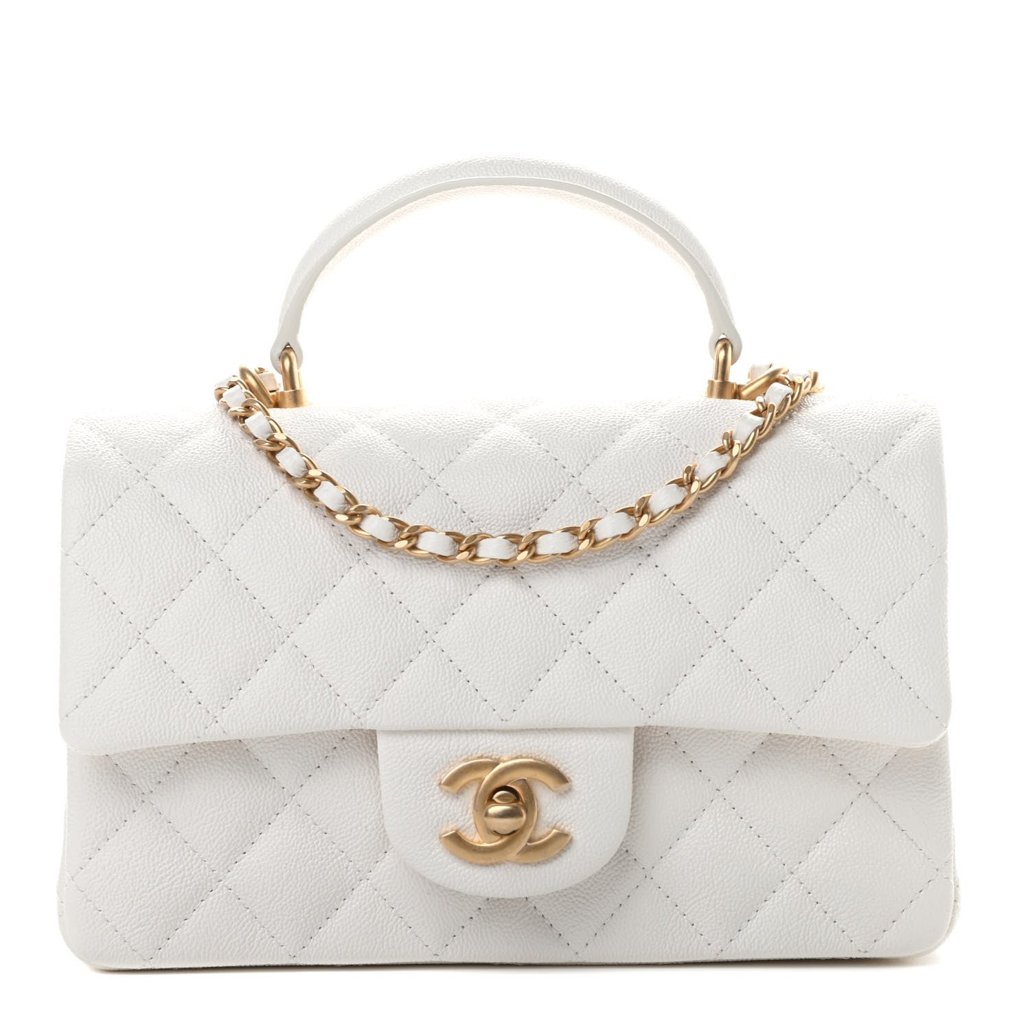 Chanel Caviar Quilted Mini Top Handle Rectangular Flap White 1 of 10
