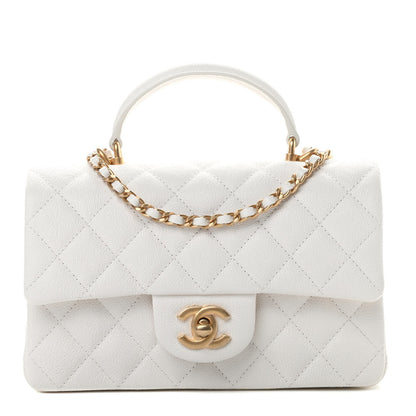 Chanel Caviar Quilted Mini Top Handle Rectangular Flap White 1 of 10