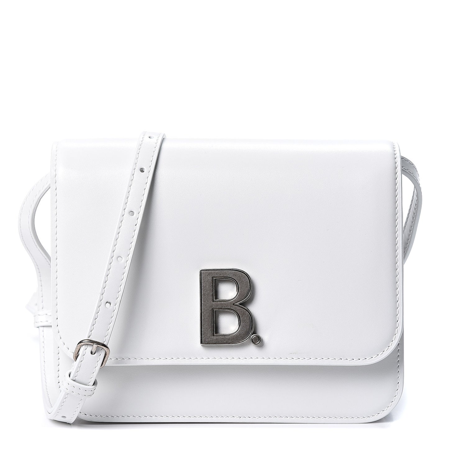 Shiny Box Calfskin Small B Bag White