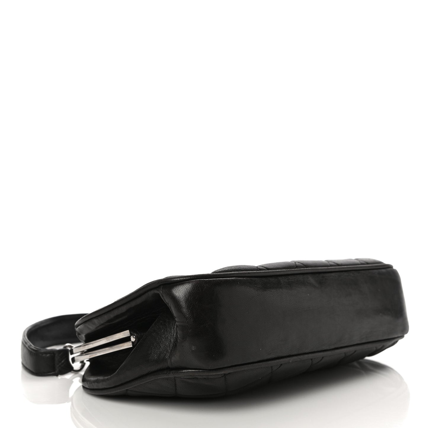 Lambskin Quilted Kisslock Frame Bag Black