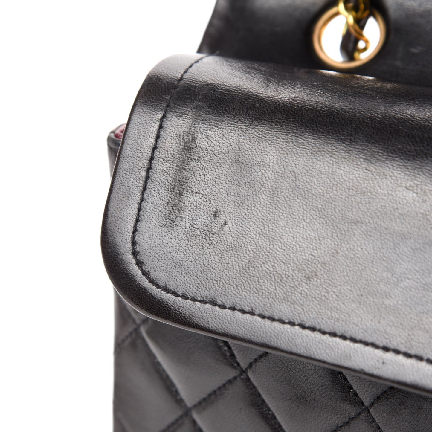 Lambskin Quilted Medium Double Flap Dark Brown