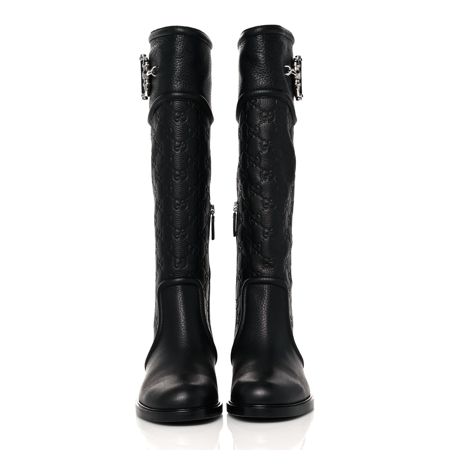 Gucci Guccissima Cellarius Soft Calfskin D Ring Boots 37 Black 2 of 9