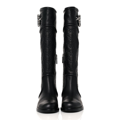 Gucci Guccissima Cellarius Soft Calfskin D Ring Boots 37 Black 2 of 9