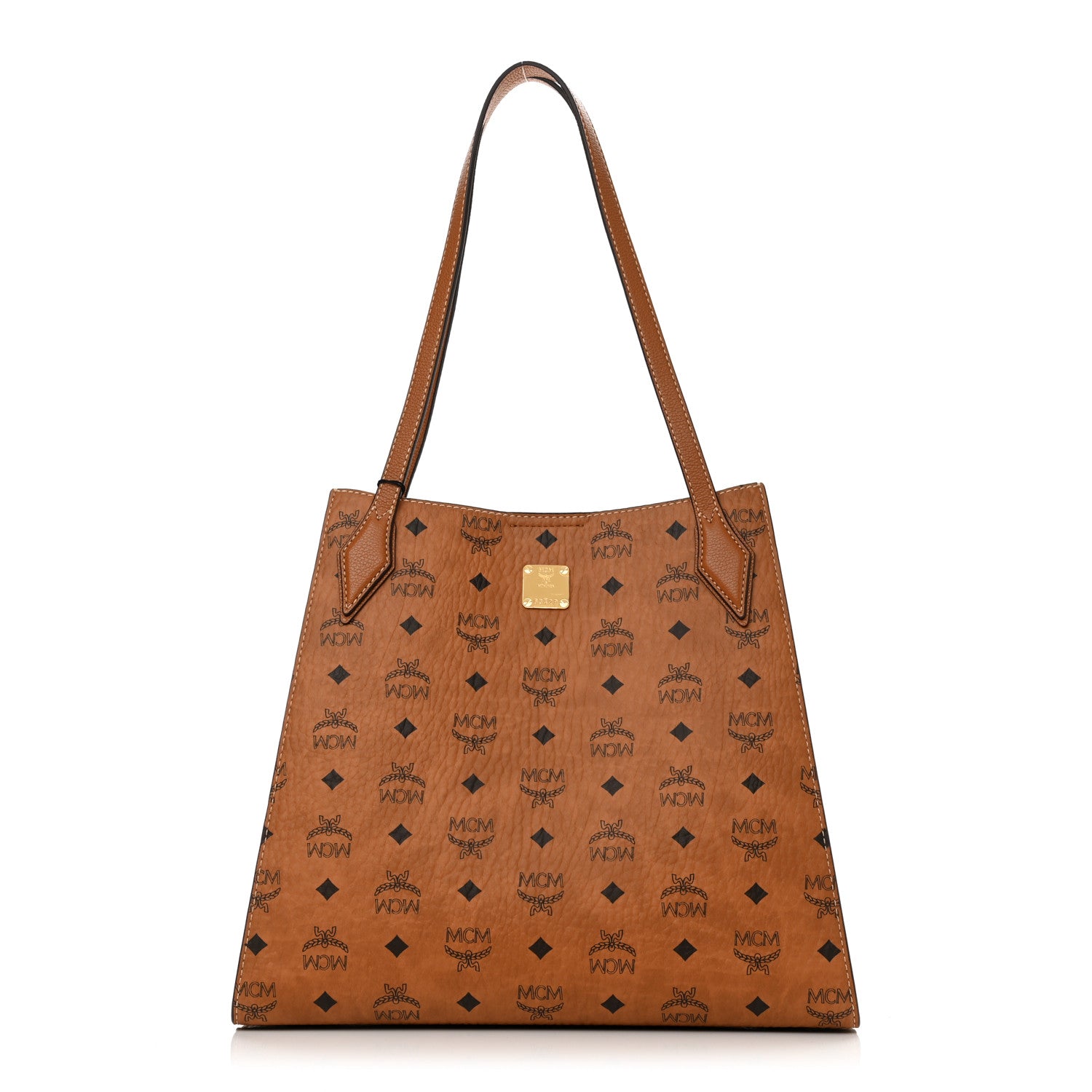 MCM Visetos Medium Luisa Shopper Tote Cognac 1 of 8