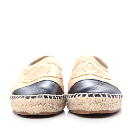 Chanel Lambskin CC Espadrilles 38 Beige Black 2 of 11