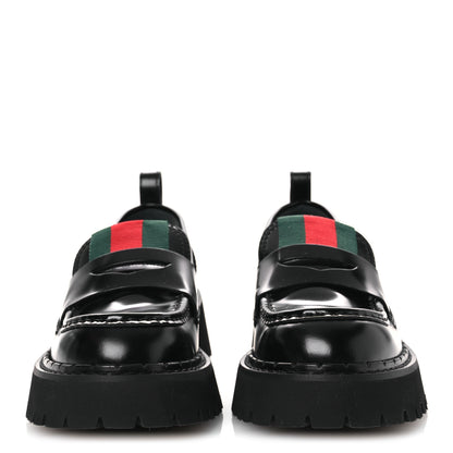 Gucci Spice Lux Womens Thea Web 20mm Platform Loafers 37 Black 3 of 11