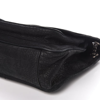 Saint Laurent Nubuck Crocodile Embossed Monogram Medium Niki Chain Satchel Black 15 of 17