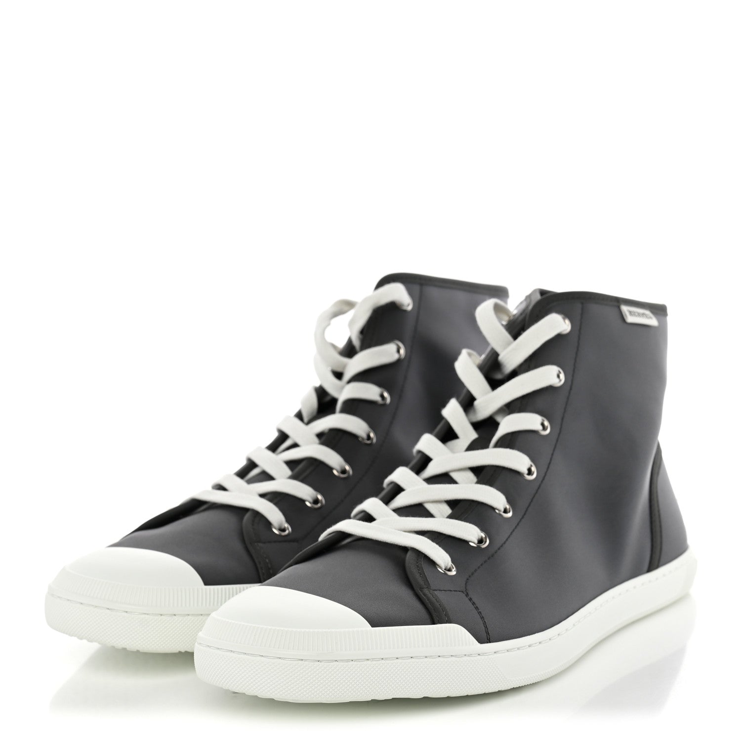 Hermes Nylon Mens Express High Top Sneaker 44 Gris Meyer White 4 of 10