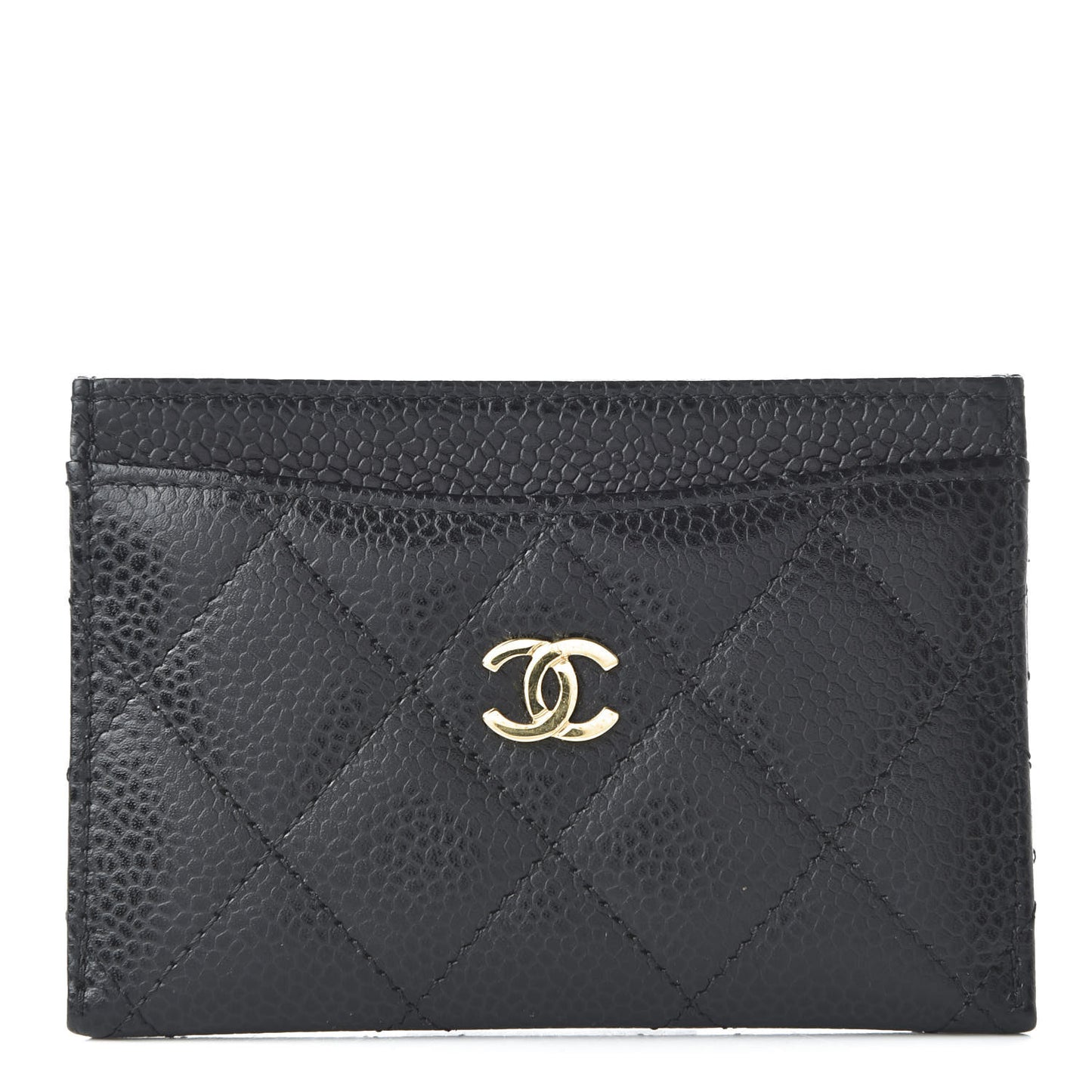 Caviar Quilted Card Holder Black