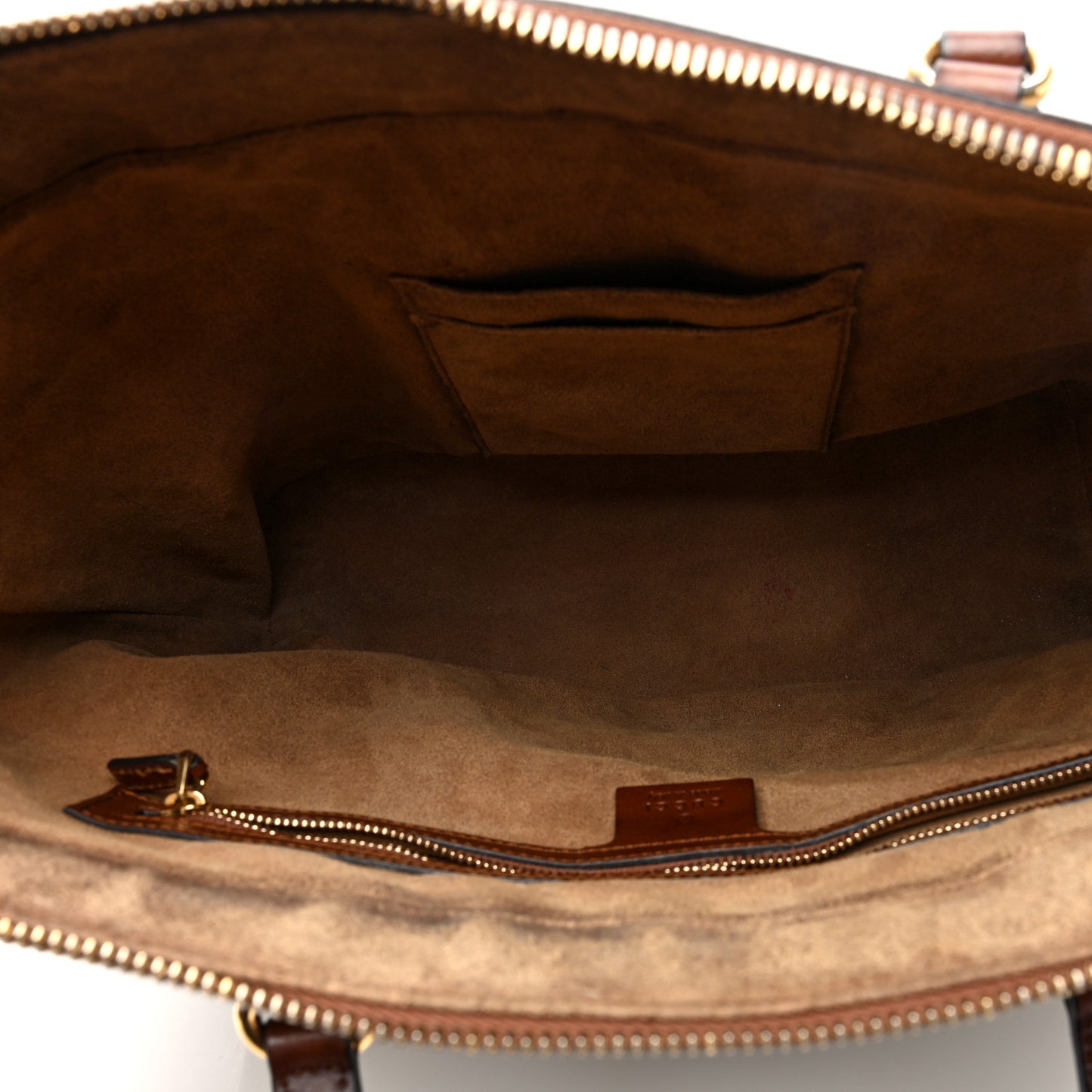 GG Supreme Monogram Medium Zippered Bucket Tote Beige Tuscany