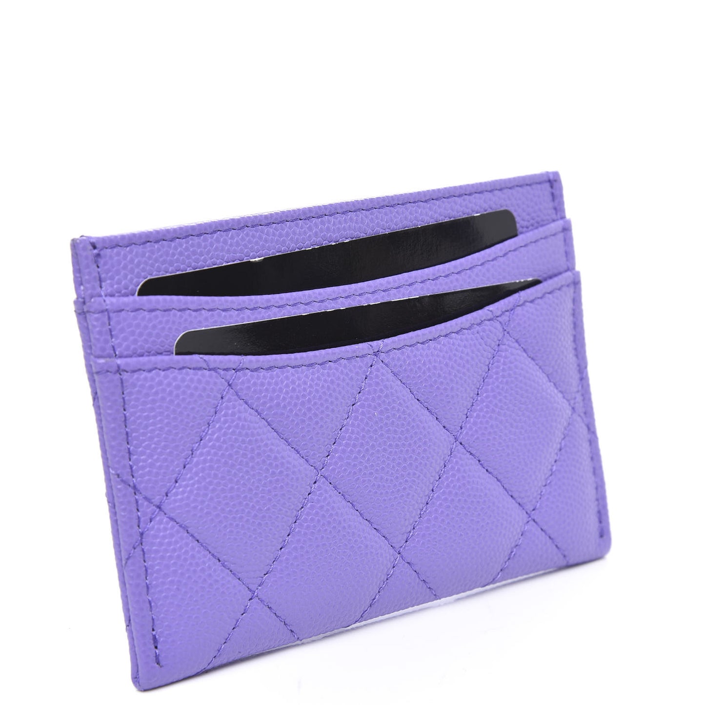 Caviar Quilted Card Holder Purple