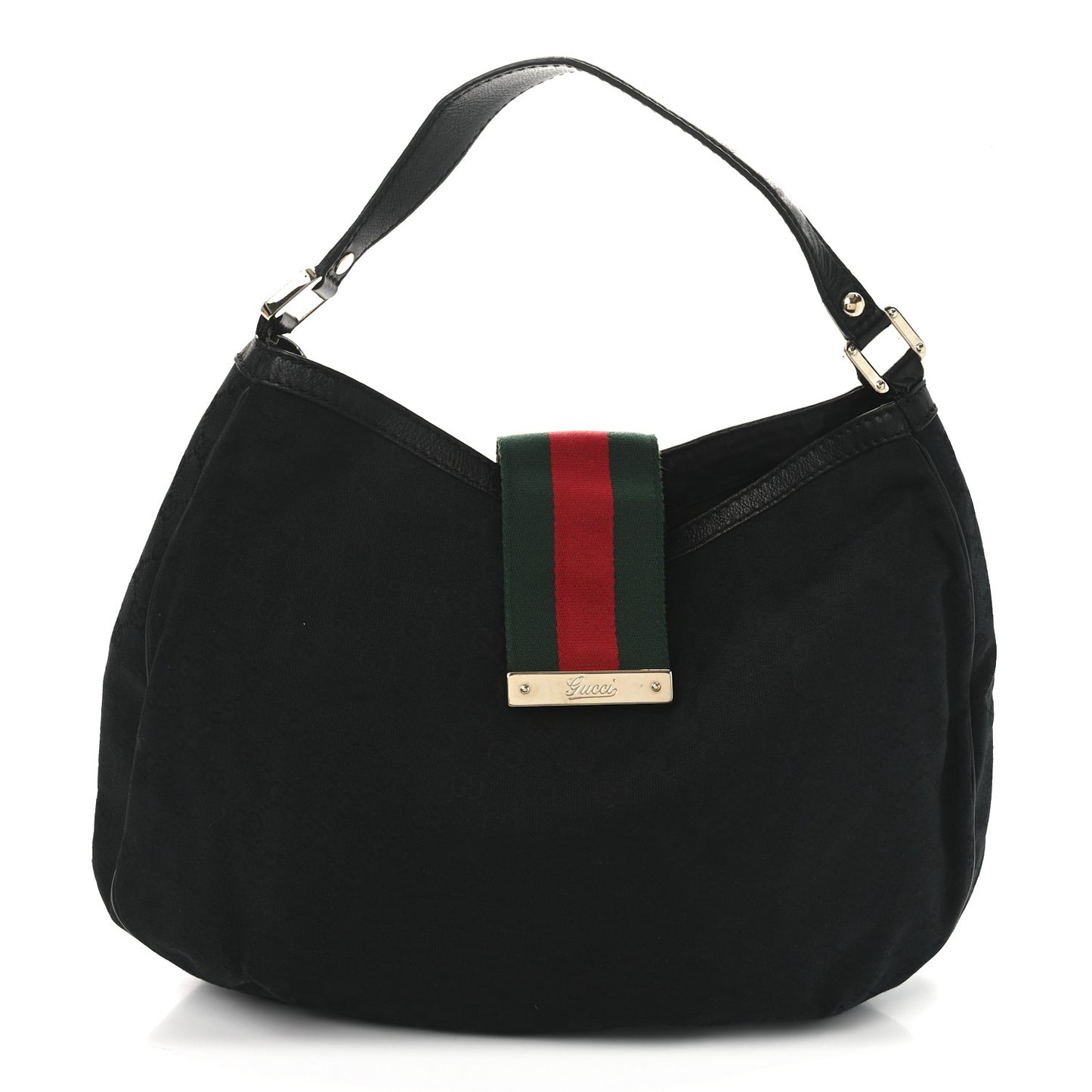 Monogram Large New Ladies Web Hobo Black