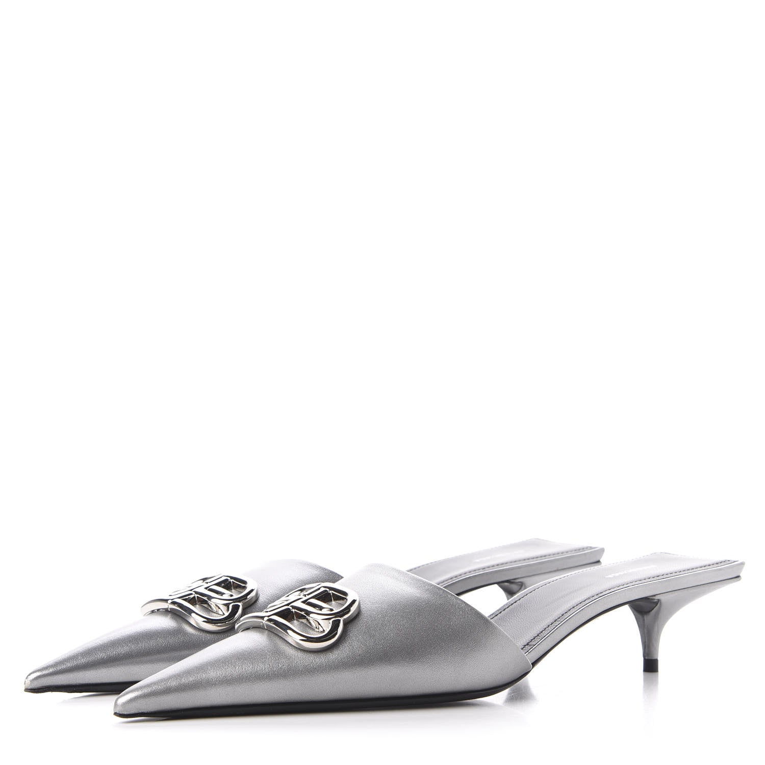 Balenciaga Calfskin BB Pointy Toe Mule 10 Gray 3 of 11