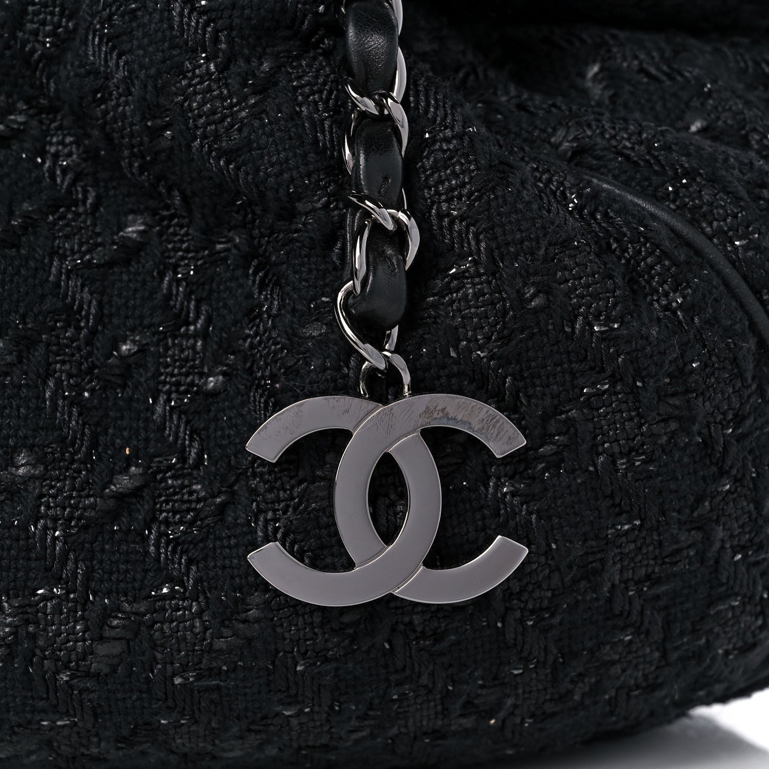 Chanel Tweed Boucle Knitting Bag Black 9 of 12
