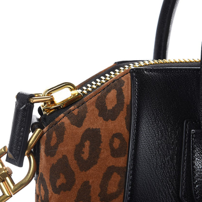 Givenchy Goatskin Suede Leopard Print Small Antigona Black Chestnut 9 of 13