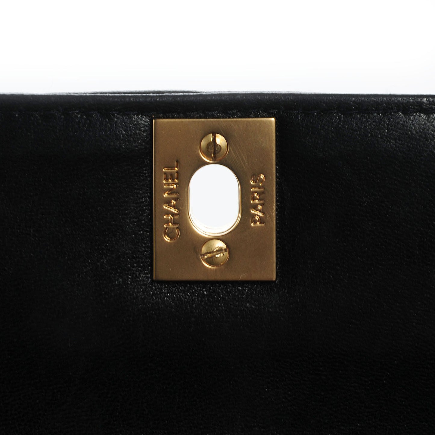 Lambskin East West Chocolate Bar Pearl Chain Flap Black