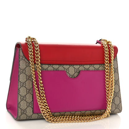 Gucci GG Supreme Monogram Calfskin Medium Padlock Shoulder Bag Beige Hibiscus Red New Rosette 3 of 9