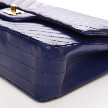 Chanel Lambskin Chevron Quilted Medium Double Flap Blue 11 of 15