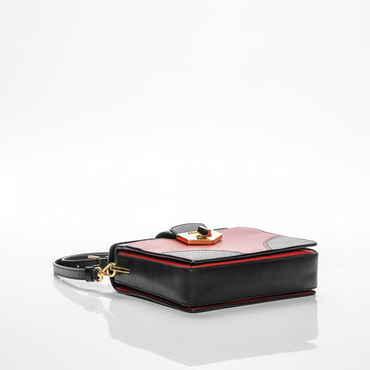 Prada Saffiano Turnlock Shoulder Bag Nero Black Fuoco 4 of 7