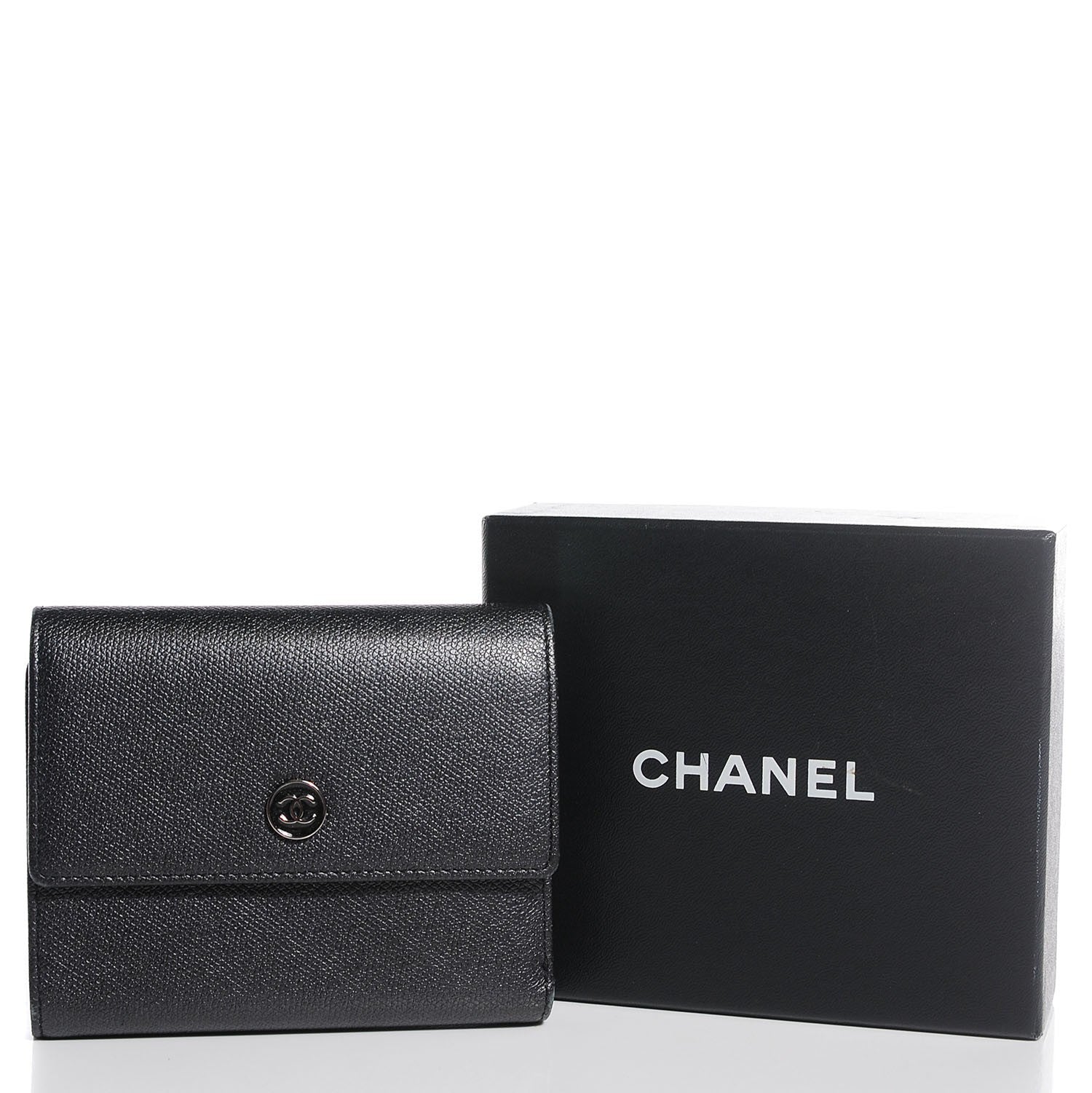 Chanel Grained Calfskin CC Button Flap Wallet Black 5 of 9