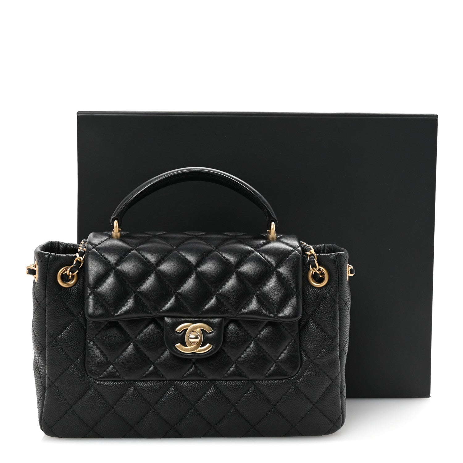 Chanel Caviar Calfskin Quilted Small Top Handle Flap Black 11 of 11