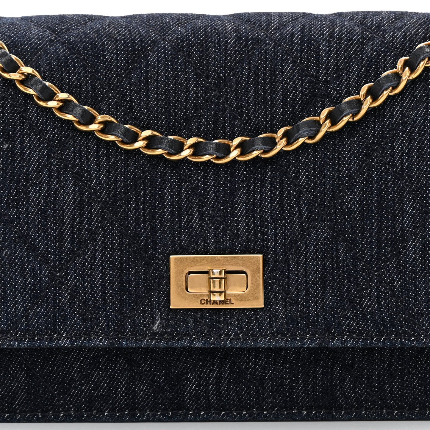 Denim Quilted Reissue Wallet On Chain WOC Blue