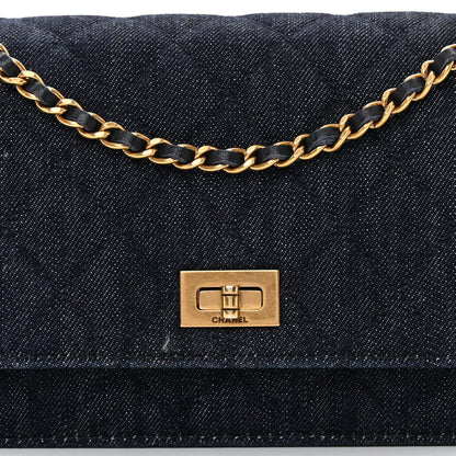 Chanel Denim Quilted Reissue Wallet On Chain WOC Blue 9 of 17