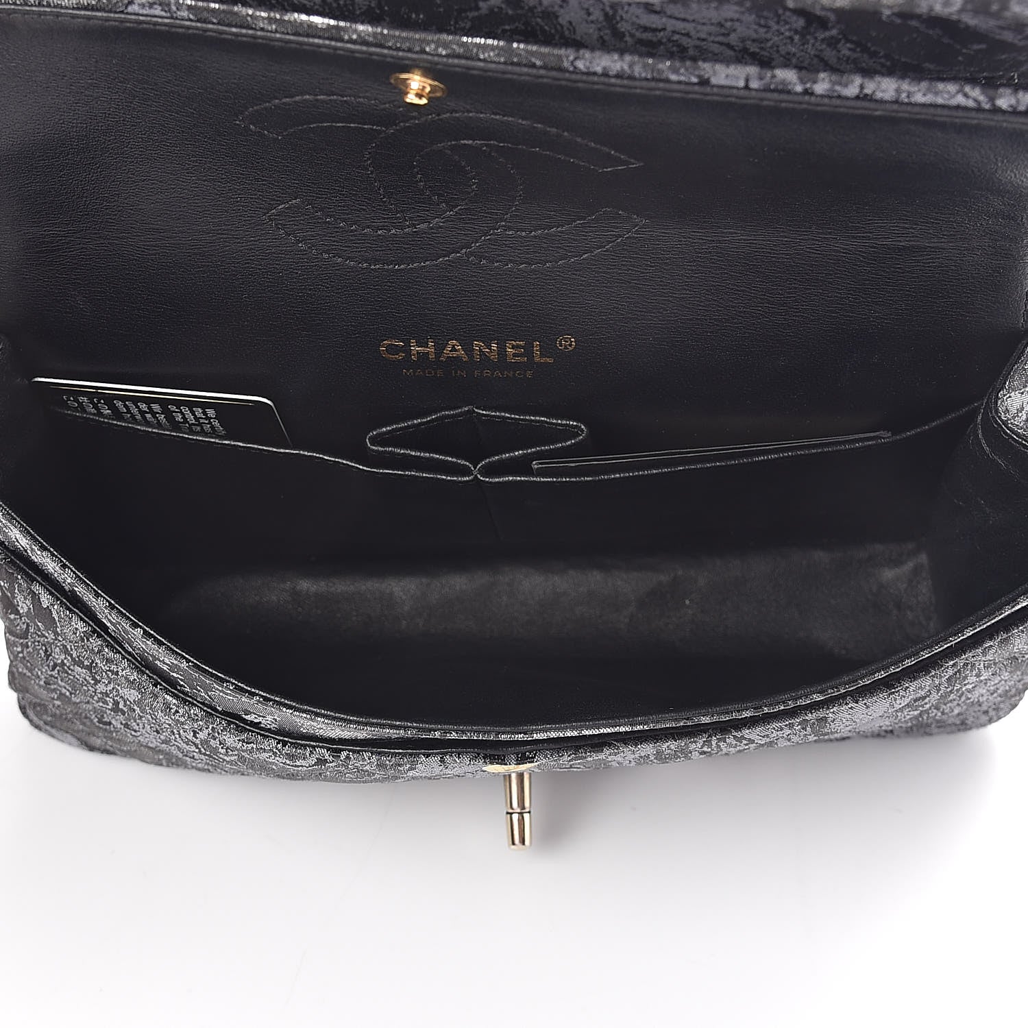 Chanel Metallic Brocade Quilted Medium Double Flap Dark Grey 5 of 15
