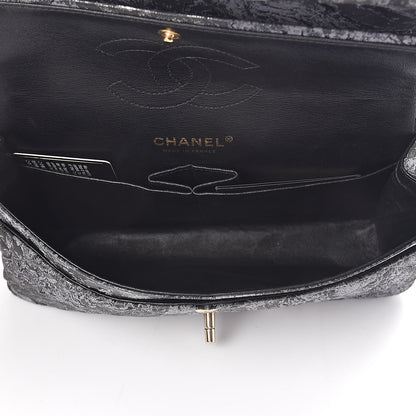 Chanel Metallic Brocade Quilted Medium Double Flap Dark Grey 5 of 15