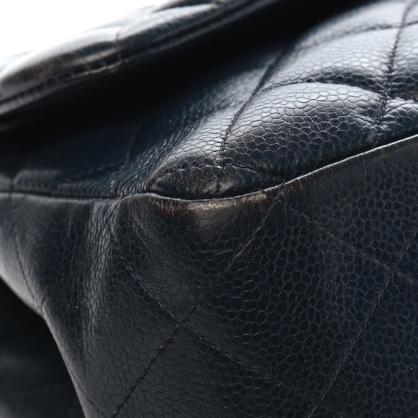 Caviar Quilted Jumbo Double Flap Navy