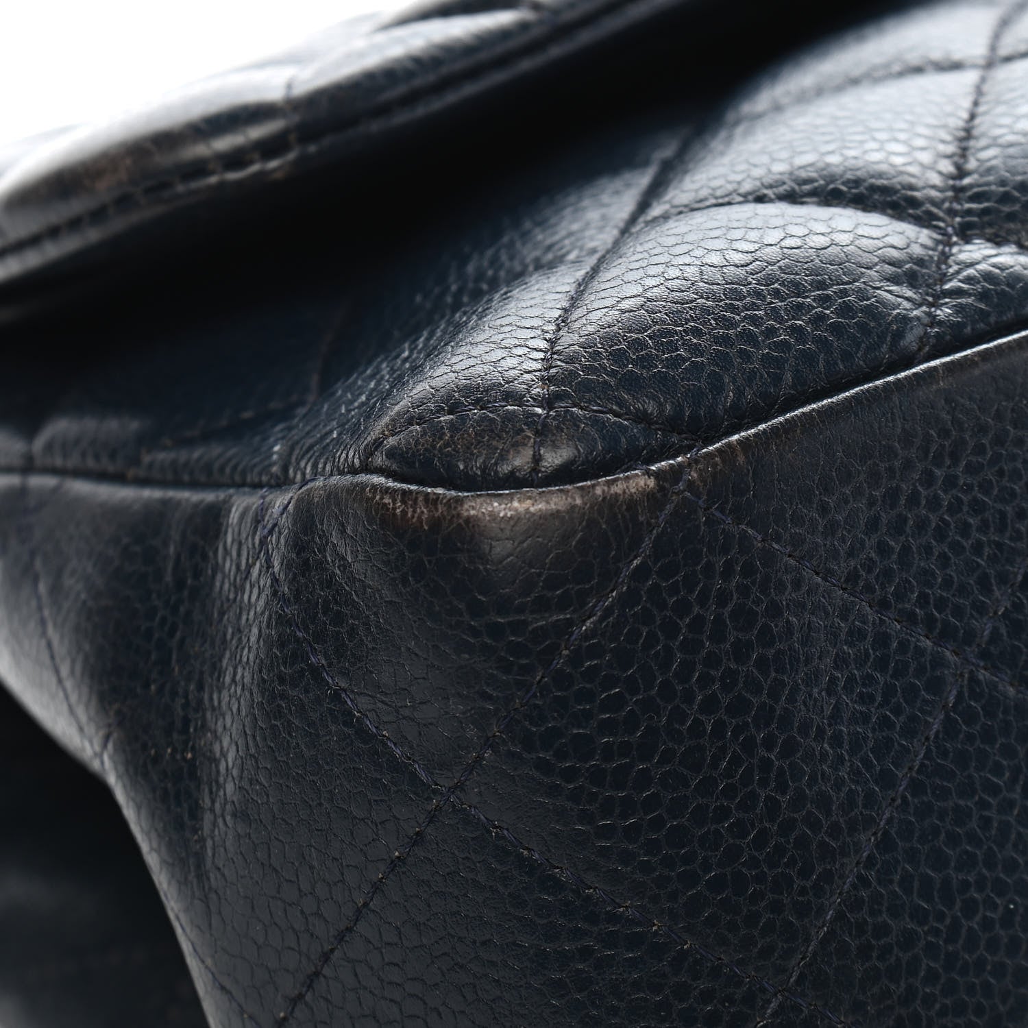 Chanel Caviar Quilted Jumbo Double Flap Navy 14 of 15