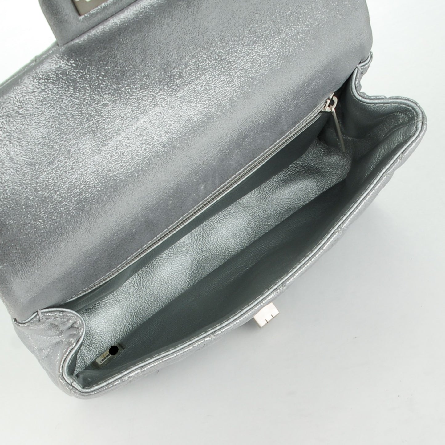Iridescent Calfskin Quilted Small Roll Reissue Clutch Silver