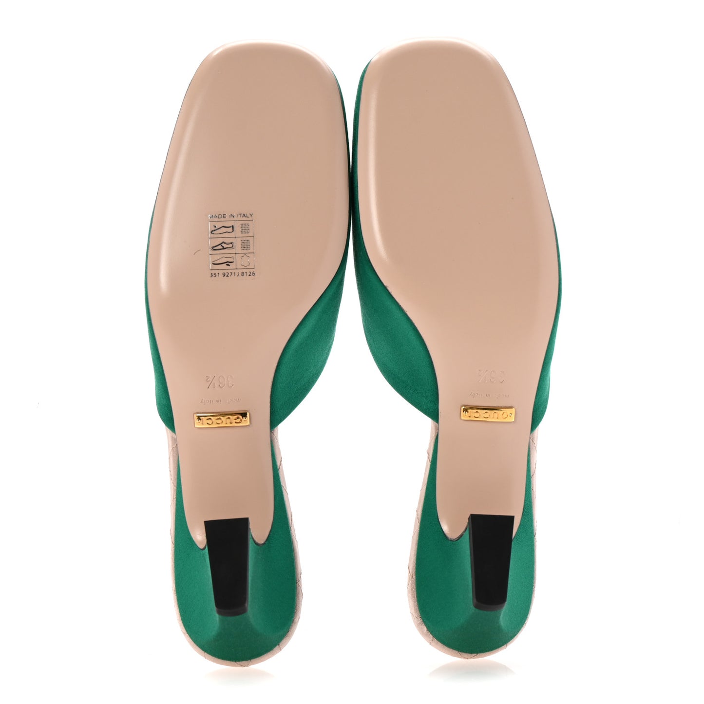 Silk Satin Crystal Embellished Horsebit Mules 36.5 Shamarock Emerald