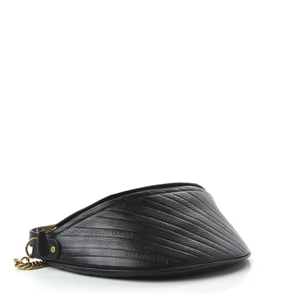 Balenciaga Shiny Goatskin Allover Logo Embossed XS Souvenir Belt Bag Black 4 of 9