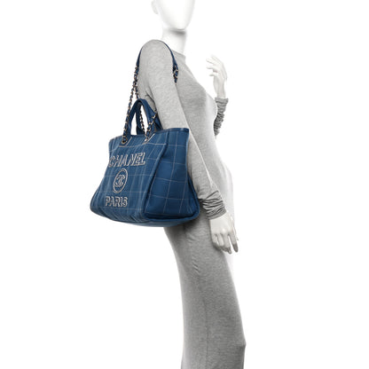 Chanel Cotton Medium Deauville Tote Blue White 2 of 12