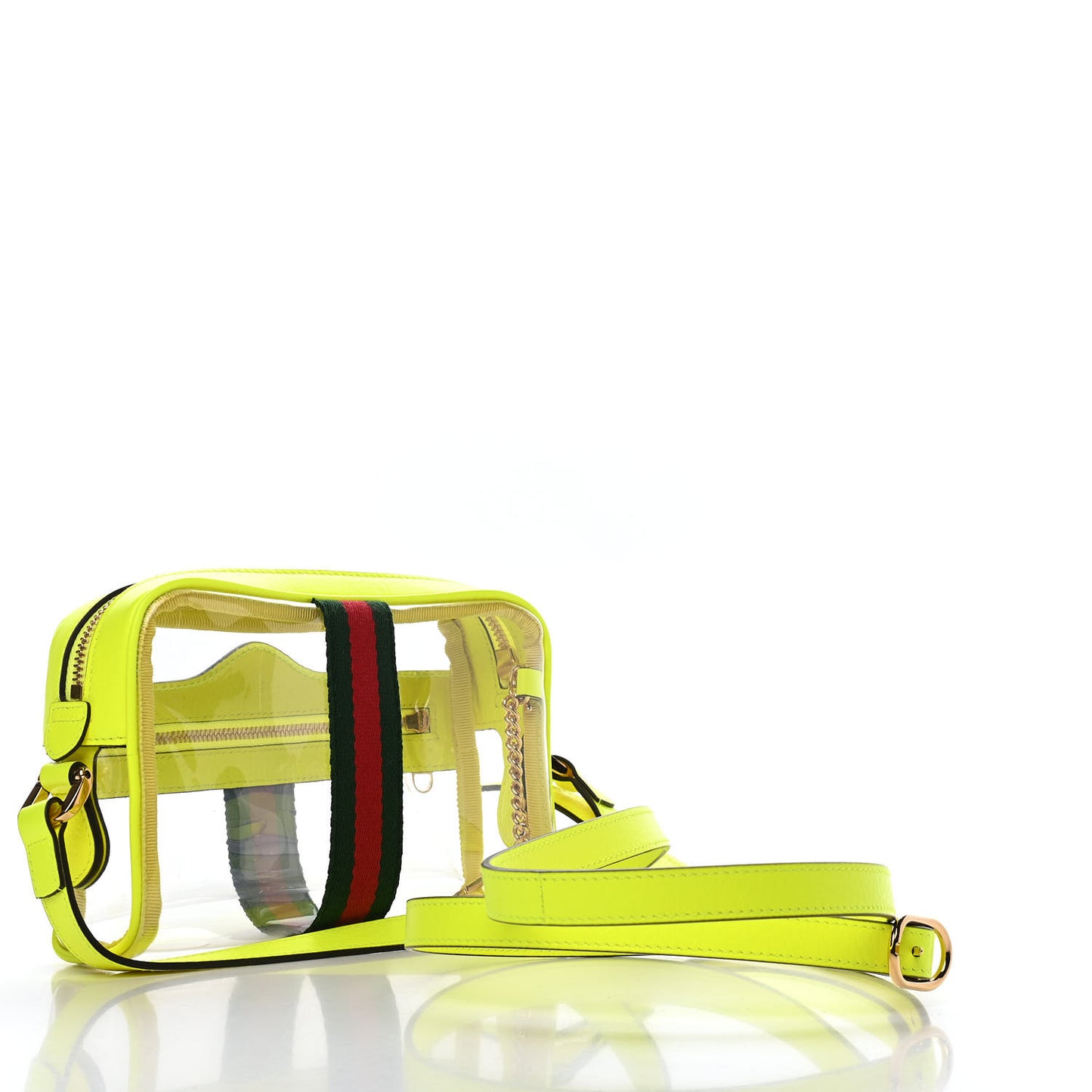 Vinyl Web Mini Ophidia Transparent Shoulder Bag Yellow Fluo