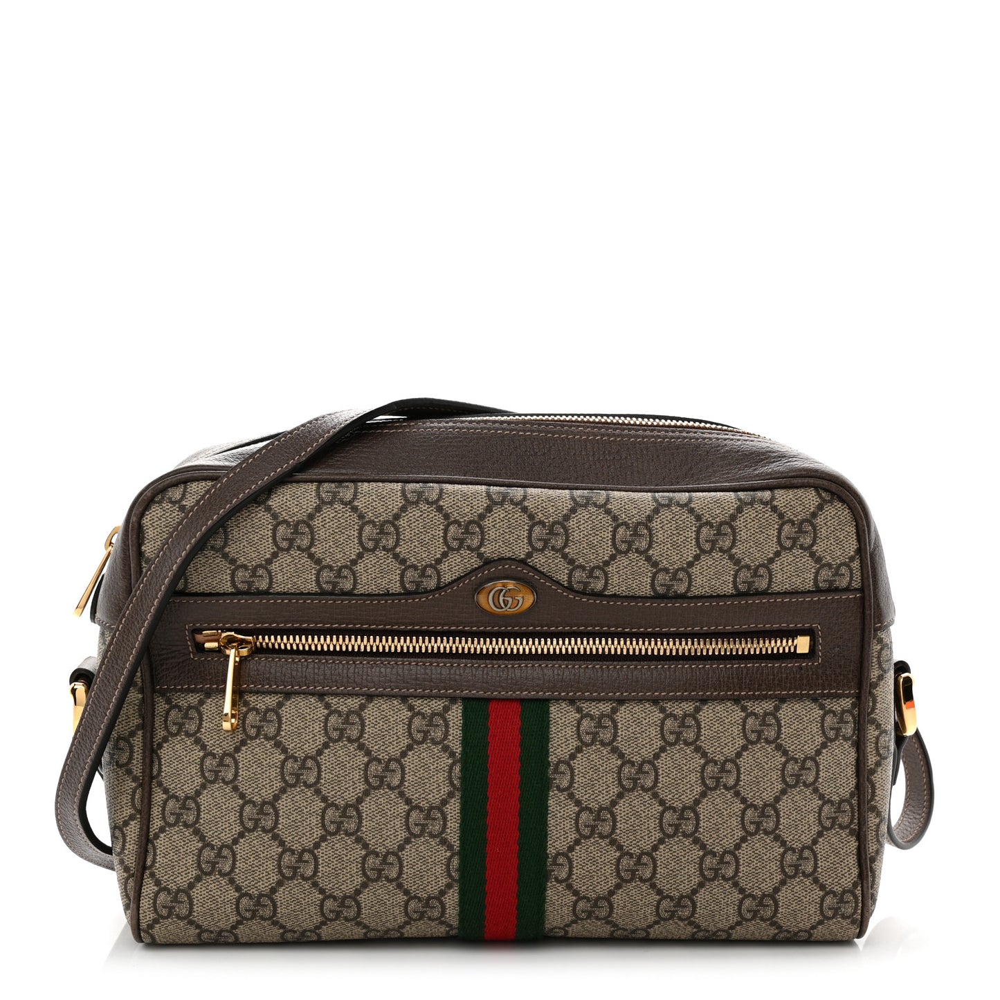 GG Supreme Monogram Web Small Ophidia Shoulder Bag Brown