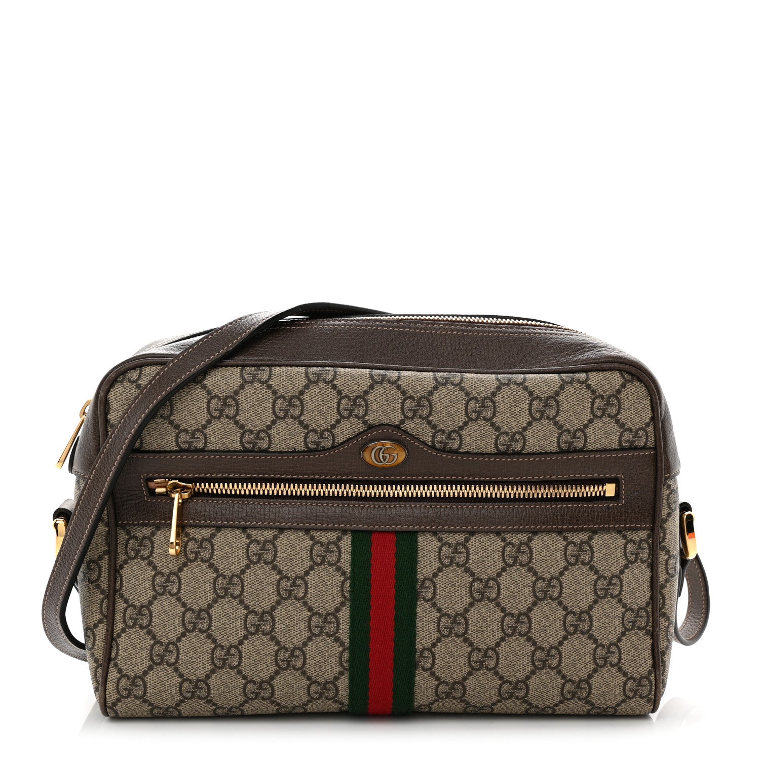 Gucci GG Supreme Monogram Web Small Ophidia Shoulder Bag Brown 1 of 12