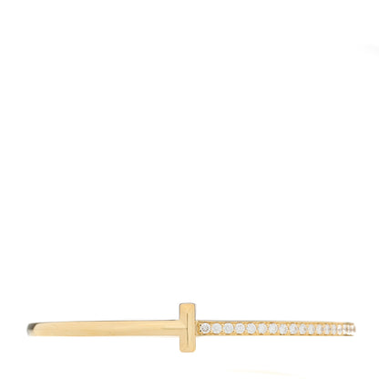 Tiffany 18K Yellow Gold Diamond Narrow T1 Hinged Bangle Bracelet 1 of 5