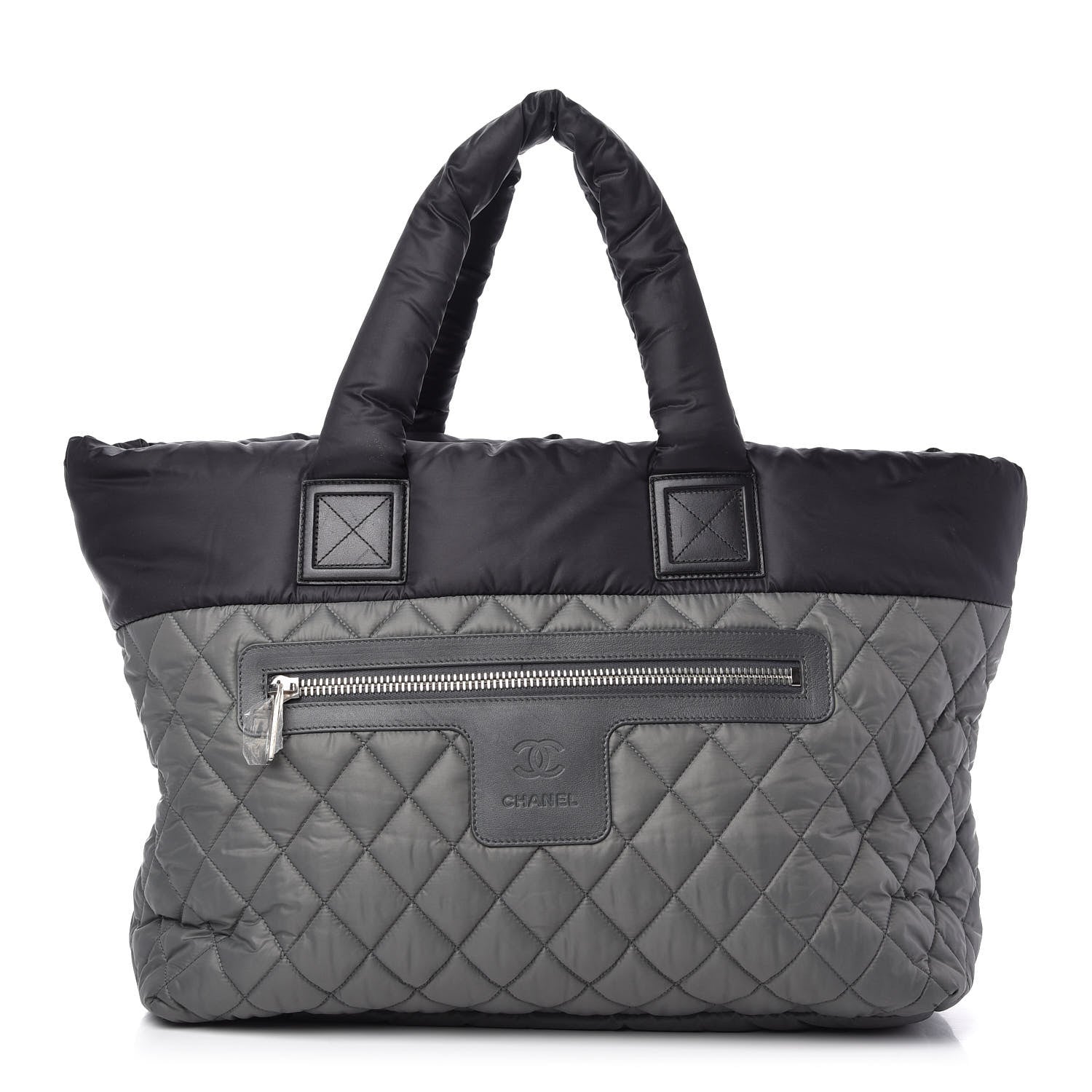 Chanel Nylon Quilted Large Coco Cocoon Reversible Tote Black Grey 1 of 10