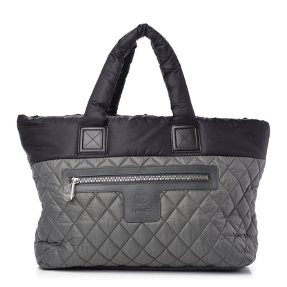 Chanel Nylon Quilted Large Coco Cocoon Reversible Tote Black Grey 1 of 10