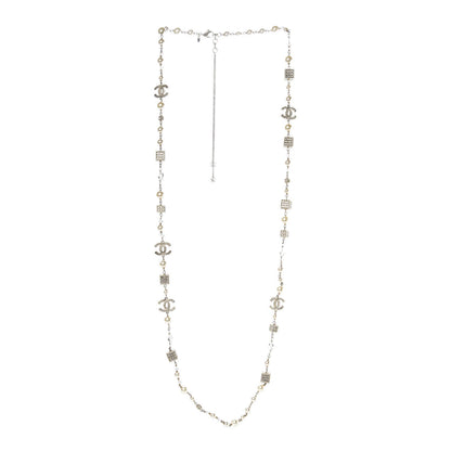 Chanel Pearl Baguette Crystal CC Long Necklace Gold 4 of 10