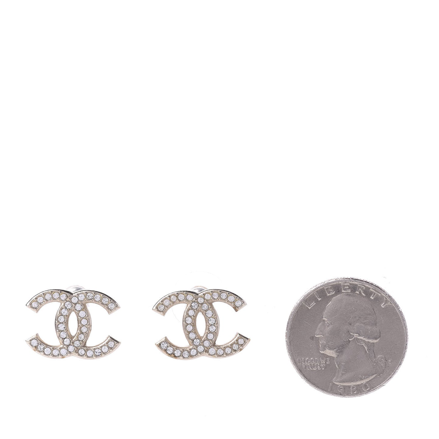 Crystal CC Stud Earrings Gold