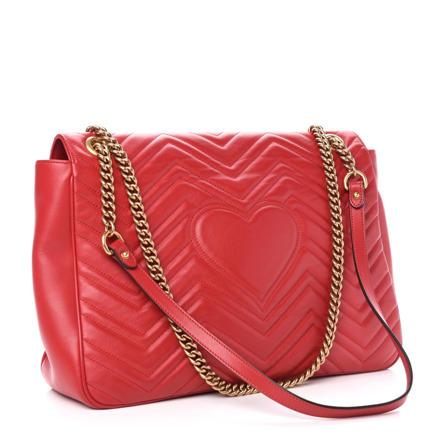 Calfskin Matelasse Large GG Marmont Shoulder Bag Hibiscus Red