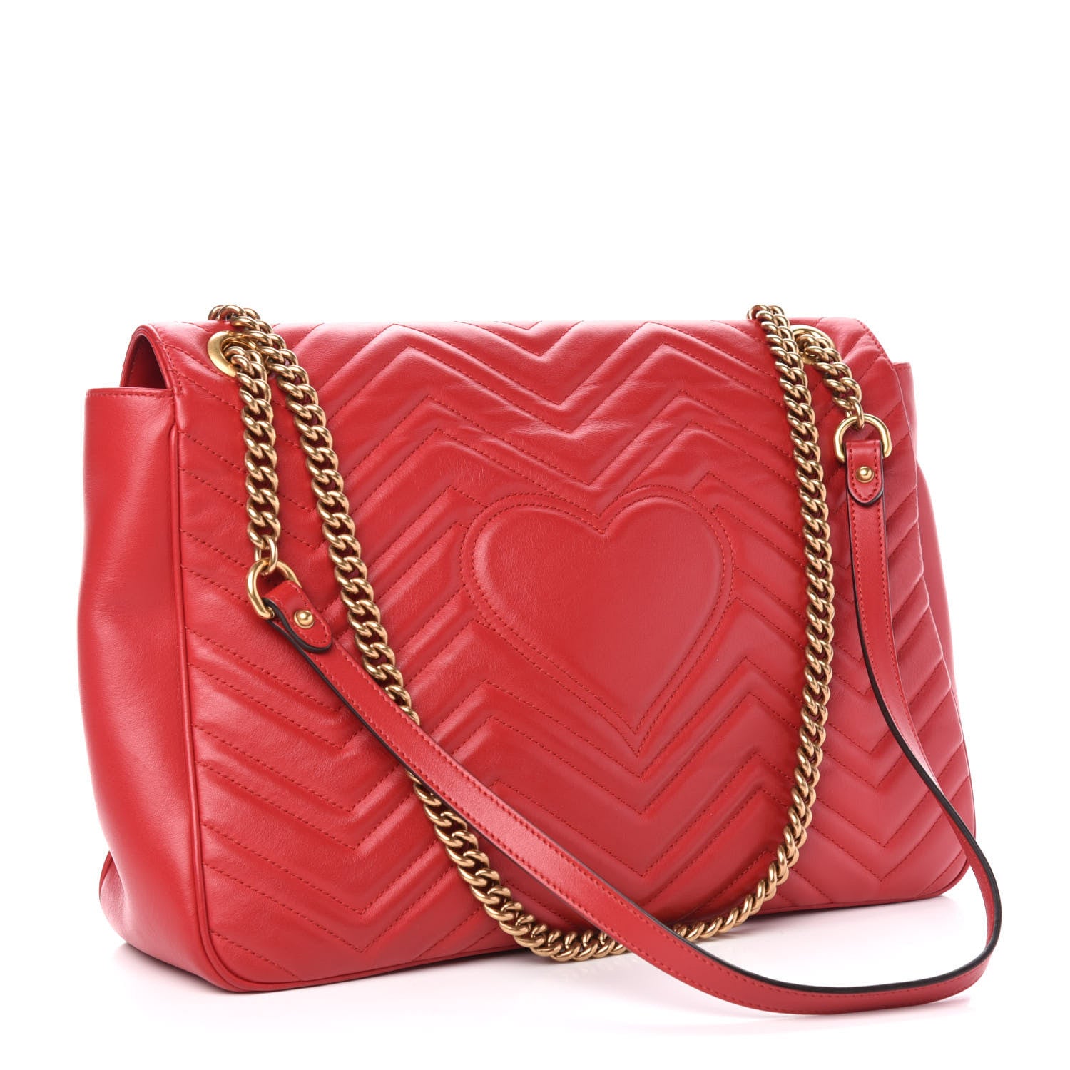Gucci Calfskin Matelasse Large GG Marmont Shoulder Bag Hibiscus Red 4 of 15