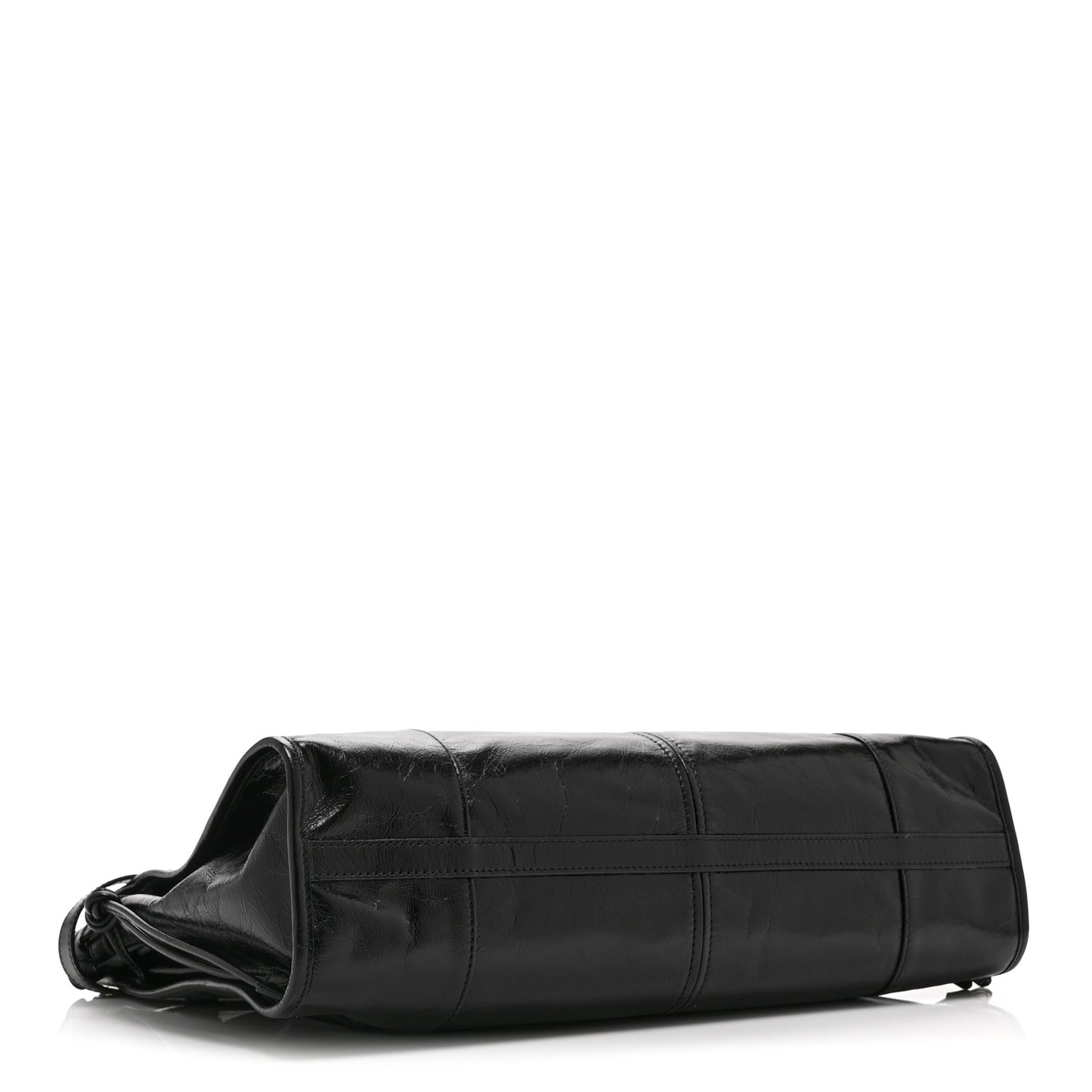 Glossy Calfskin Triangle Large Bonnie Shoulder Bag Black