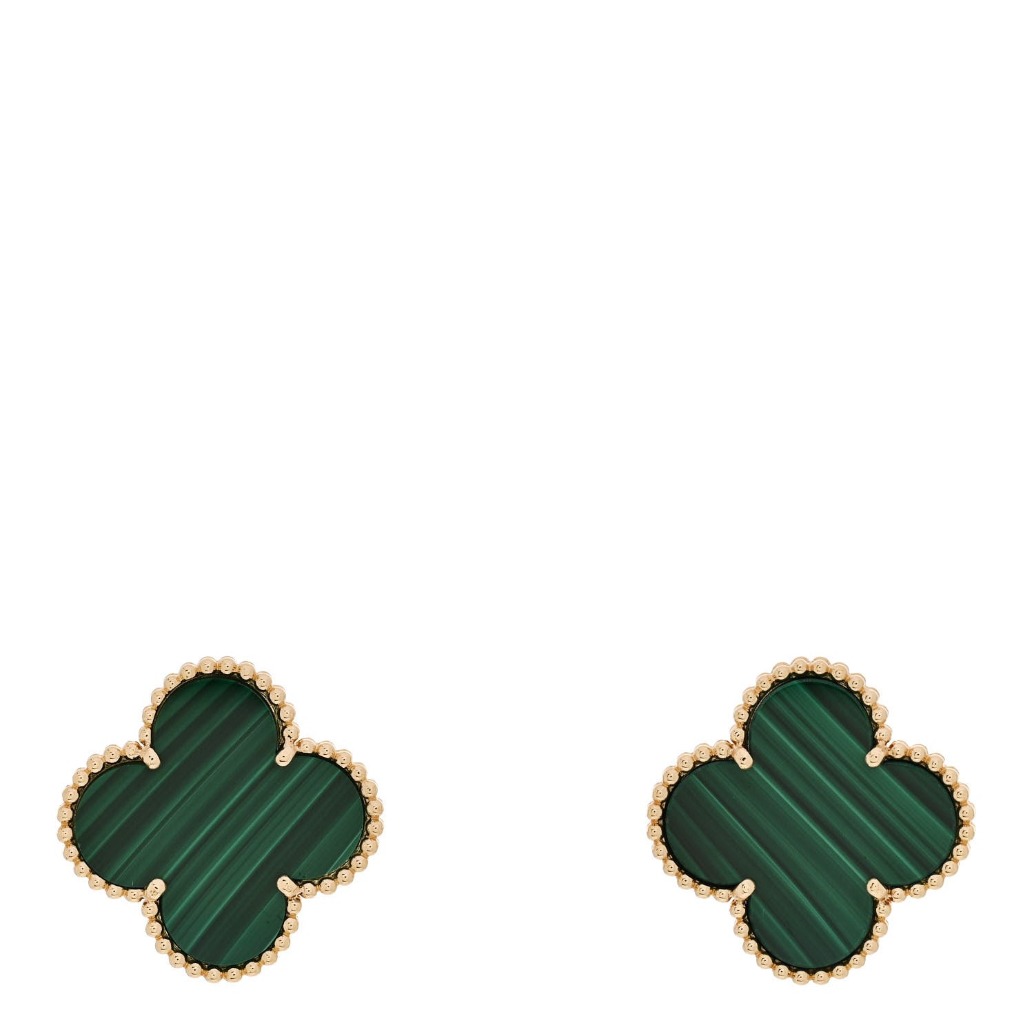 Van Cleef & Arpels 18K Yellow Gold Malachite Magic Alhambra Earrings 1 of 5