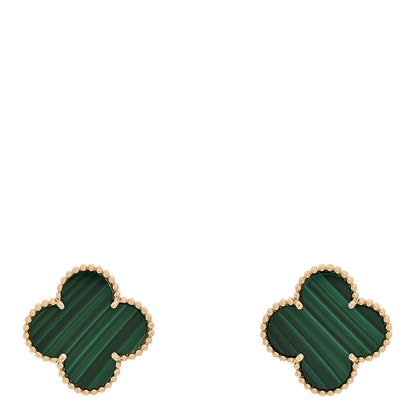 Van Cleef & Arpels 18K Yellow Gold Malachite Magic Alhambra Earrings 1 of 5