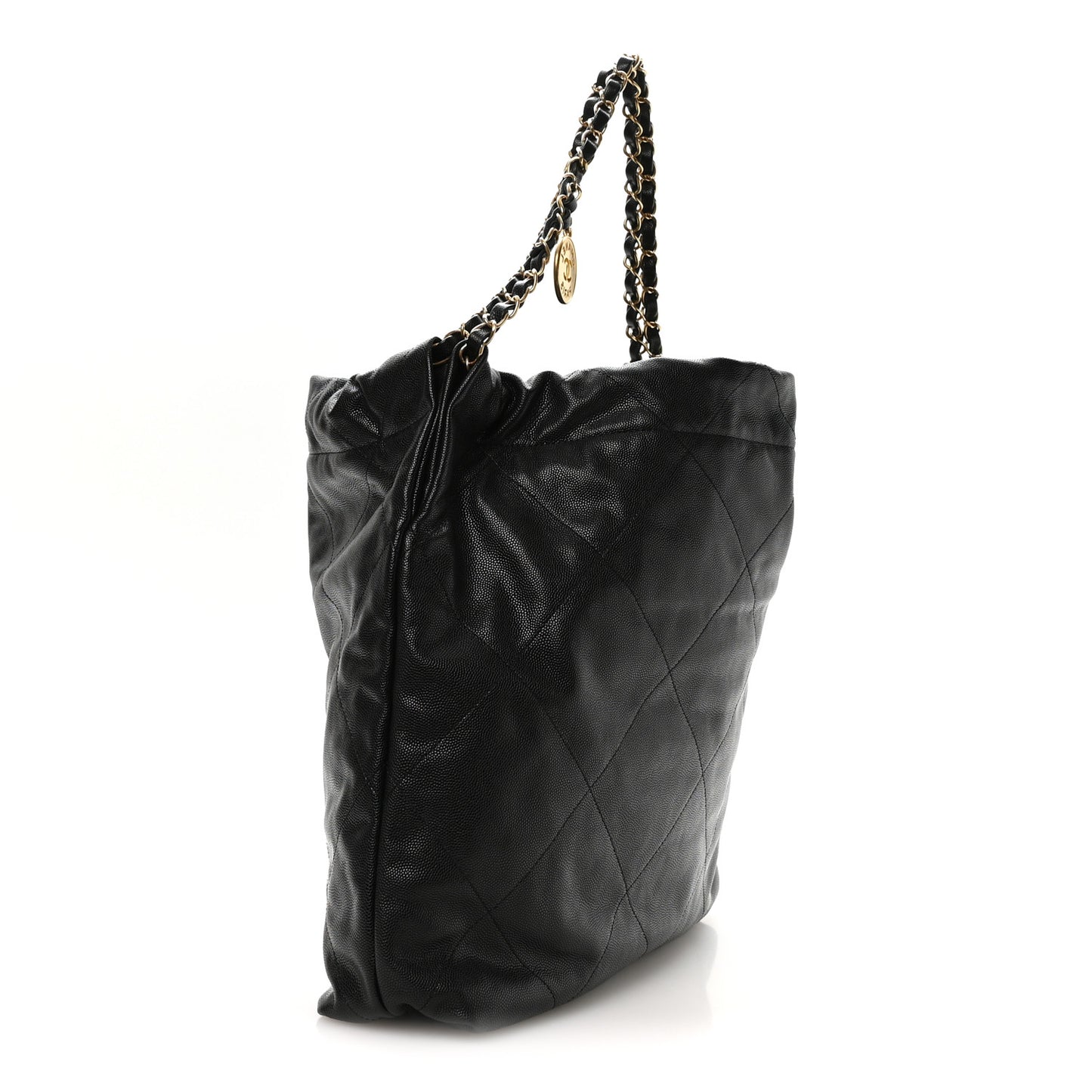 Shiny Caviar Quilted Monochrome Chanel 22 Black
